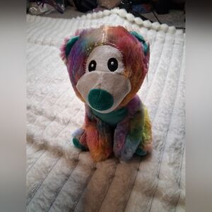 NWOT A &A Global Rainbow Bear 8" Plush Toy Stuffed Animal Sitting Tie Dye